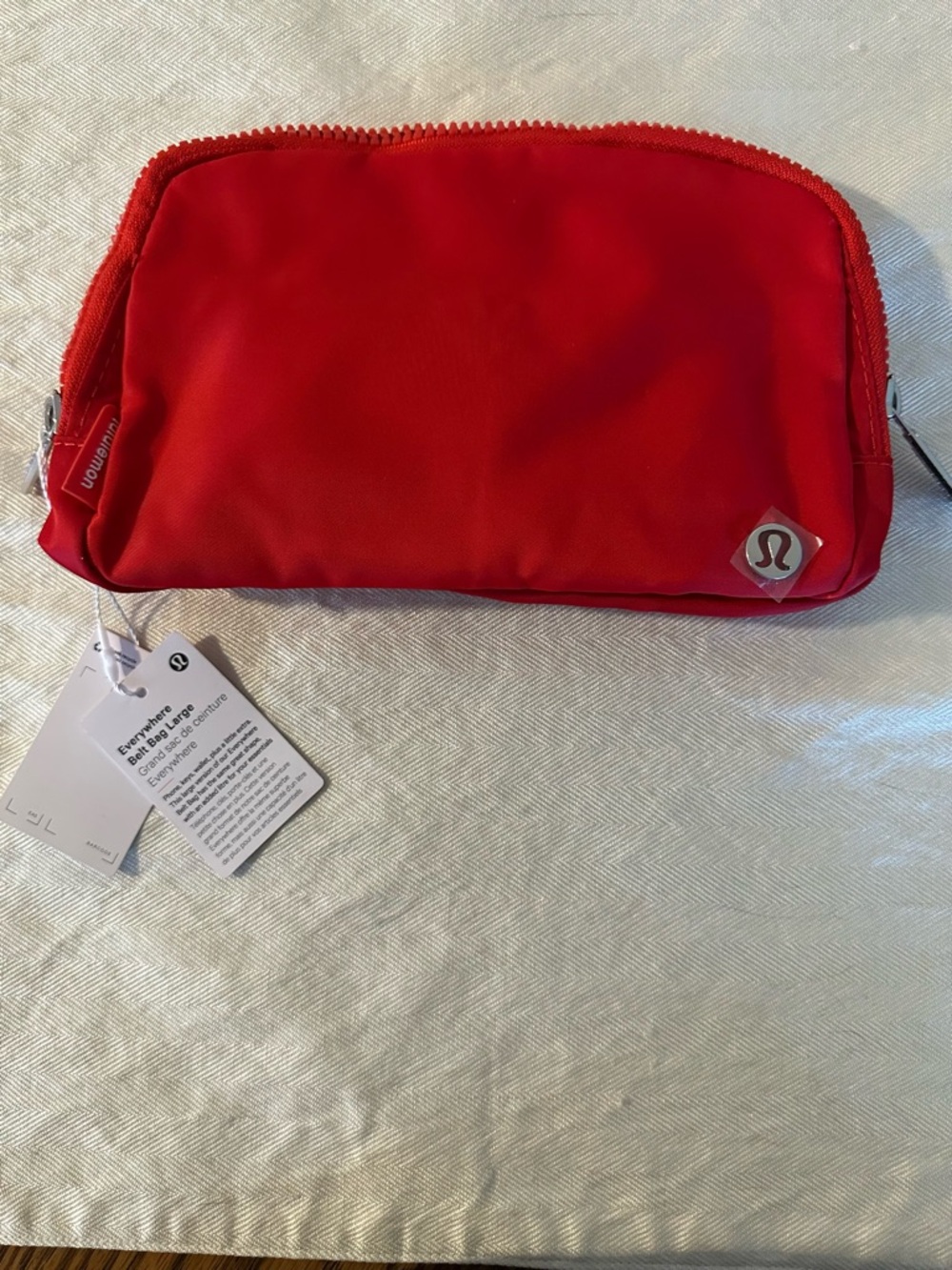 lululemon athletica red zip pouch with metal logo everywhere belt bag large